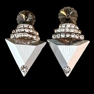 Topaz Colored Rhinestone Cubic Zirconia Chunky Fancy Earrings